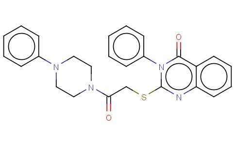 PIPERAZINE, 1-(((3,4-DIHYDRO-4-OXO-3-PHENYL-2-QUINAZOLINYL)THIO)ACETYL)-4-PHENYL-